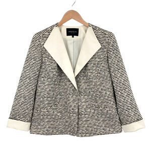 Lafayette 148 New York Jacket Womens Size 8 Beige Black Long Sleeve Button Front